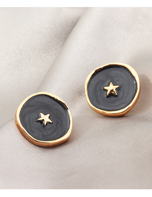 Fashion black Alloy Drop Oil Star Geometric Round Stud Earrings
