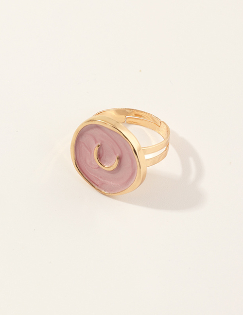 Fashion Gold +pink color moon pattern decorate ring