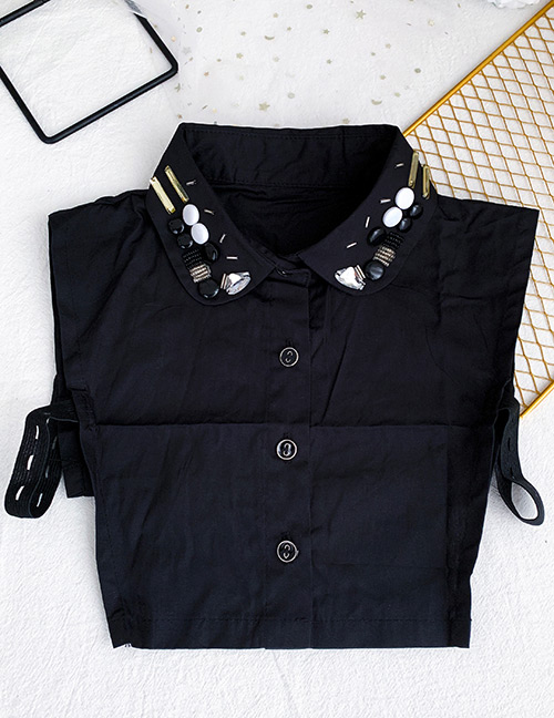 Fashion Black Cloth Resin Rice Bead Breasted Fake Collar