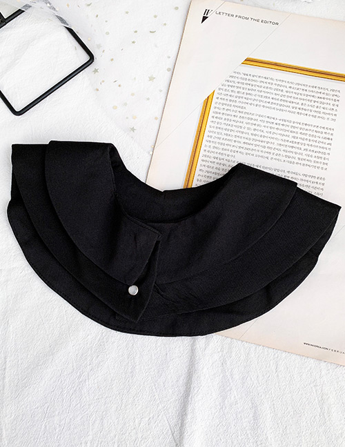 Fashion Black Fabric Double Collar