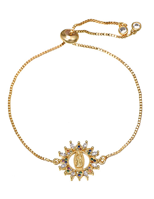 Fashion Golden Bracelet Of Our Lady Of Cubic Zirconia