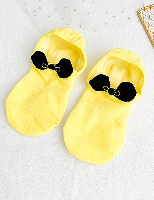Fashion Yellow Bow Boat Socks