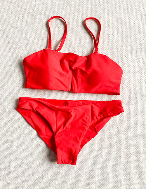 Fashion Red Split Swimsuit