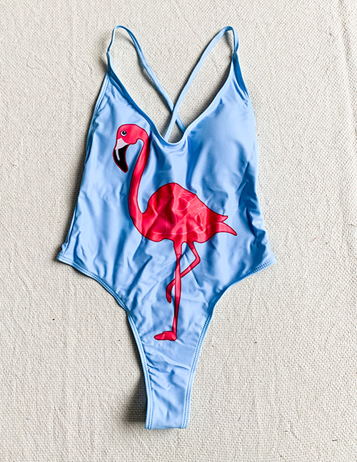 Fashion Blue Flamingo One Piece Swimsuit