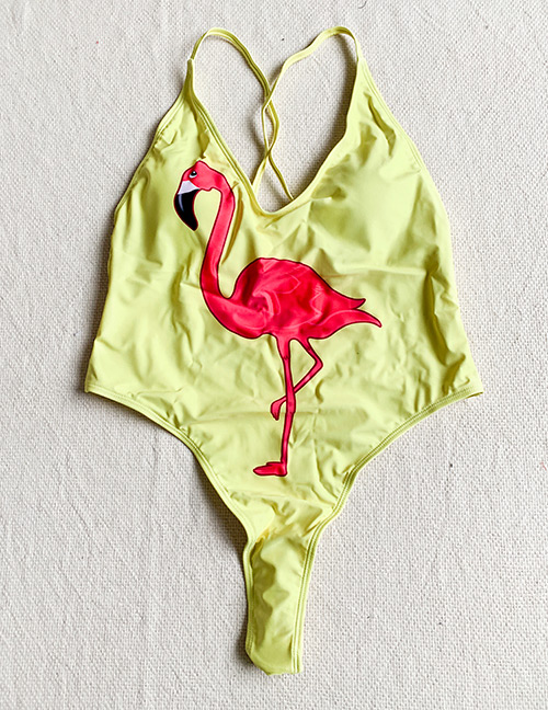 Fashion Yellow Flamingo One Piece Swimsuit