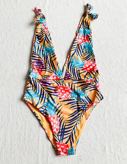 Fashion Color Printed Pineapple One-piece Swimsuit