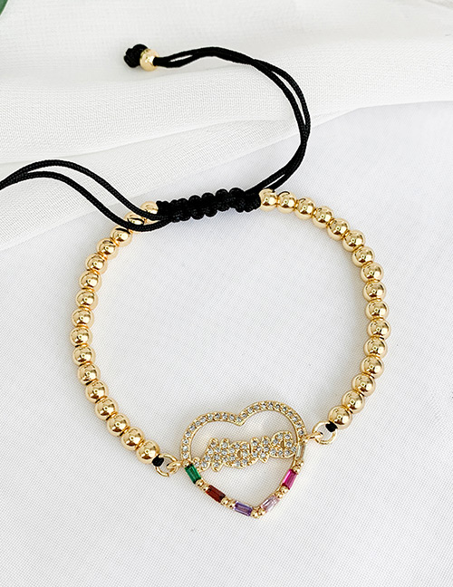 Fashion Golden Cubic Zircon Letter Mama Love Beaded Bracelet
