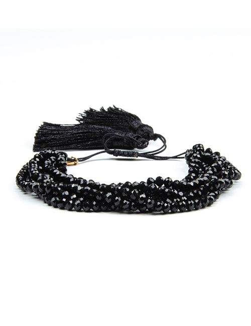 Fashion Black Mizhu Love Tassel Hand Woven Bracelet