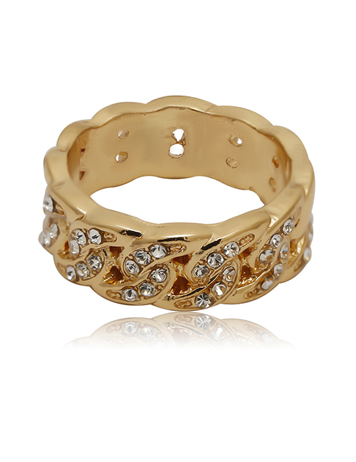 Fashion Golden Alloy Diamond Ring