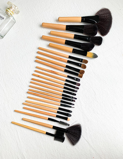 Fashion Khaki 24pcs Wooden Makeup Brush Set
