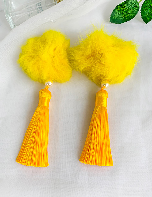 Fashion Yellow Wool Ball Cotton Fringed Duckbill Hair Clip