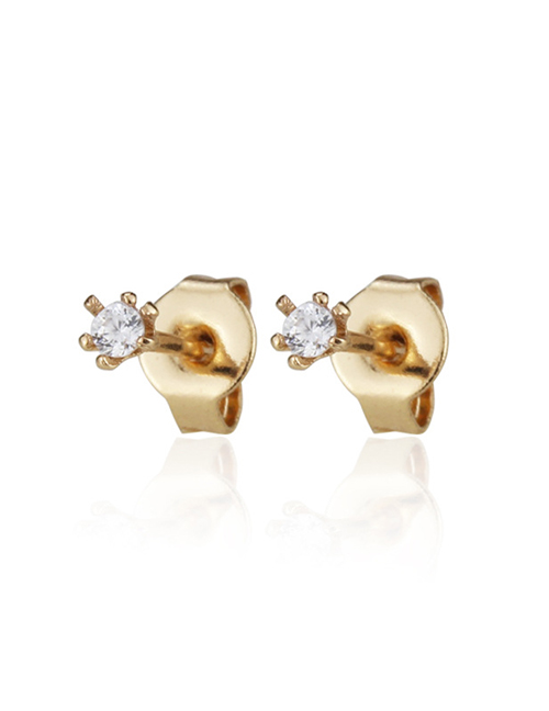 Fashion Gold-plated White Zirconium Cu Plated Small Zircon Earrings
