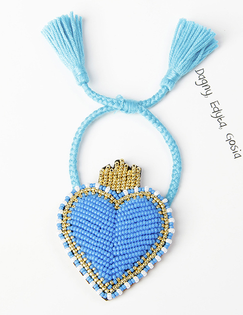 Fashion Sky Blue Love Hit Color Rice Beads Hand-woven Tassel Bracelet