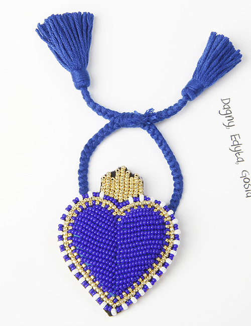 Fashion Royal Blue Love Hit Color Rice Beads Hand-woven Tassel Bracelet