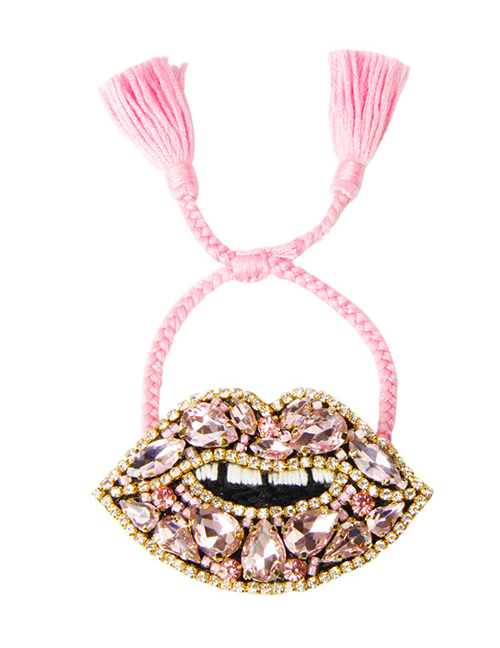 Fashion Pink Gold-plated Tassel Bracelet With Diamonds