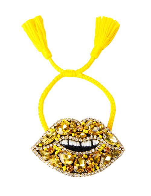 Fashion Yellow Gold-plated Tassel Bracelet With Diamonds