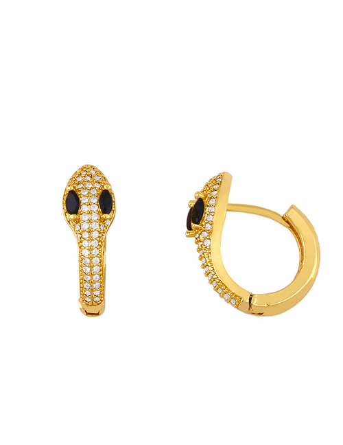 Fashion Black Snake Diamond Alloy Earrings