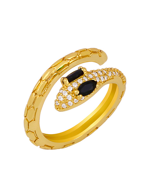 Fashion Black Adjustable Snake Ring With Diamond Opening