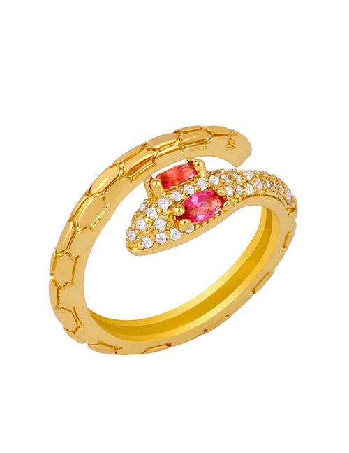 Fashion Pink Adjustable Snake Ring With Diamond Opening
