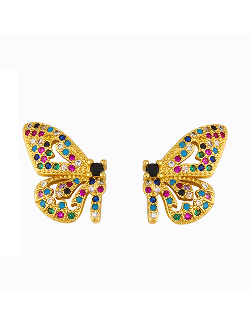 Fashion Butterfly Butterfly Diamond Alloy Pierced Earrings