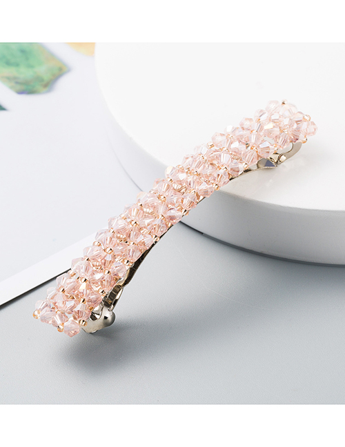 Fashion Pink Hand Beaded Crystal Spring Clip