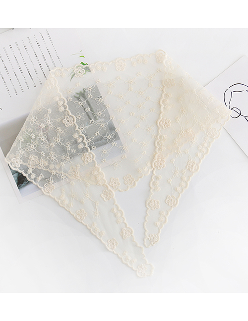 Fashion Milky White Full Lace Flower Triangle Scarf