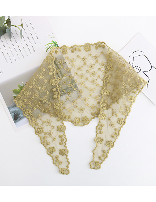 Fashion Light Army Green Full Lace Flower Triangle Scarf