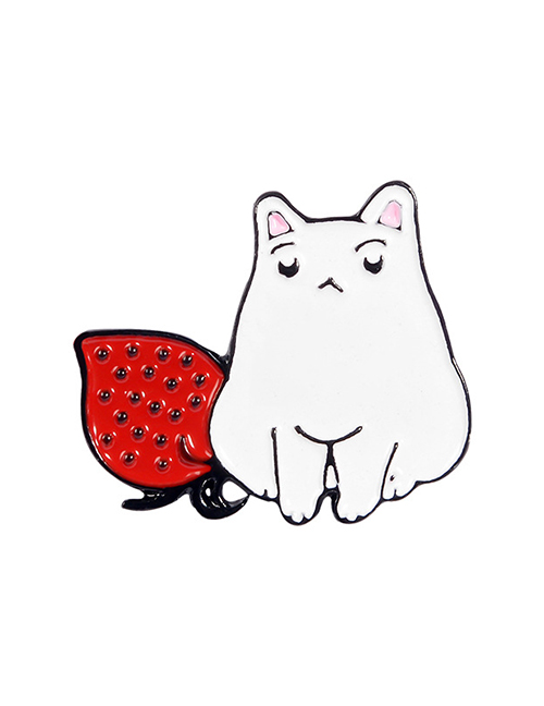 Fashion White Cartoon Fat Cat Enamel Alloy Dripping Brooch