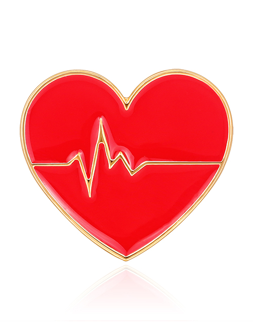 Fashion Red Alloy Electrocardiogram Brooch With Dripping Oil