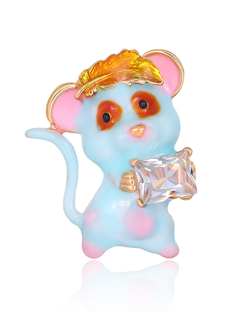 Fashion Blue Alloy Mouse Brooch