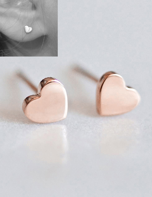 Fashion Rosy Titanium Steel Shiny Heart-shaped Stainless Steel Earrings