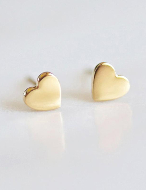 Fashion Golden Titanium Steel Shiny Heart-shaped Stainless Steel Earrings