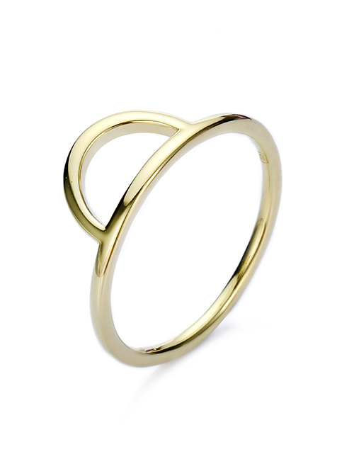 Fashion Golden Stainless Steel Geometric Cutout Thin Edge Ring