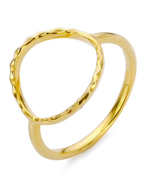 Fashion Golden Geometric Irregular Hollow Stainless Steel Ring
