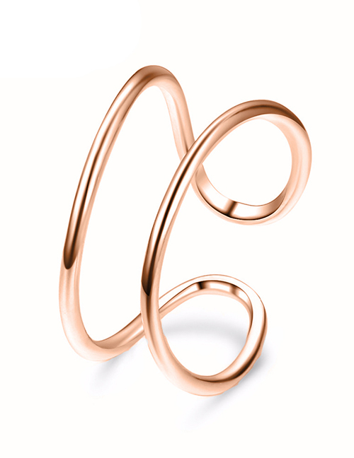 Fashion Rose Gold Stainless Steel Geometric Openwork Ring