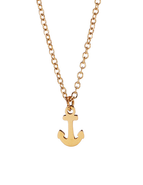 Fashion Golden Stainless Steel Anchor Alloy Necklace