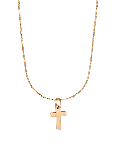 Fashion Golden Stainless Steel Geometric Cross Alloy Necklace