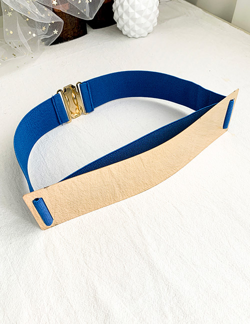Fashion Blue Rectangular Alloy Elastic Belt