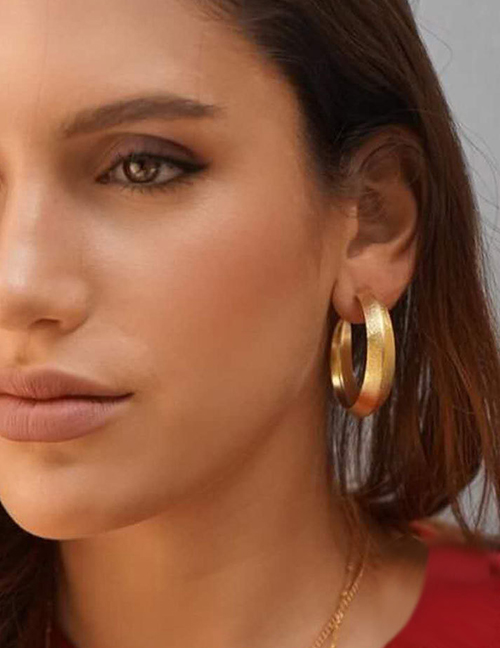Fashion Golden Geometric Round Bump Alloy Earrings