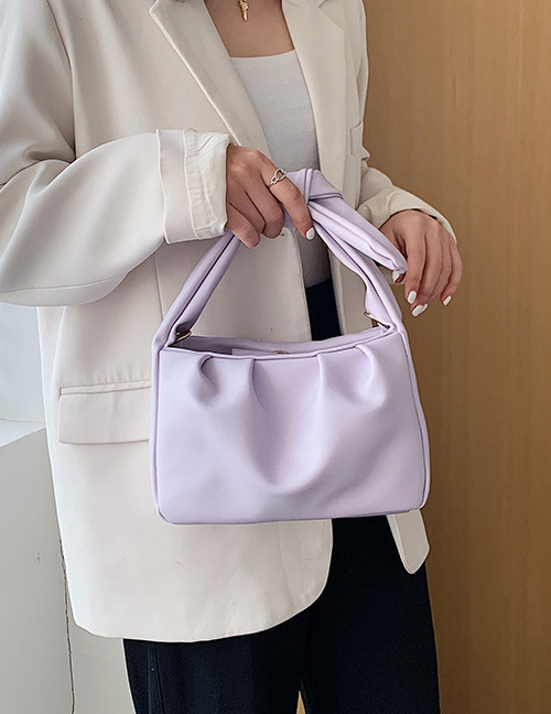 Fashion Purple Big Bow Pleated Shoulder Underarm Bag