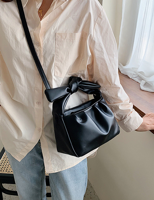 Fashion Black Big Bow Pleated Shoulder Underarm Bag