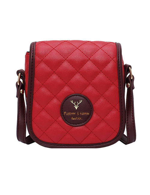 Fashion Red Diamond Chain Stitched Shoulder Crossbody Bag