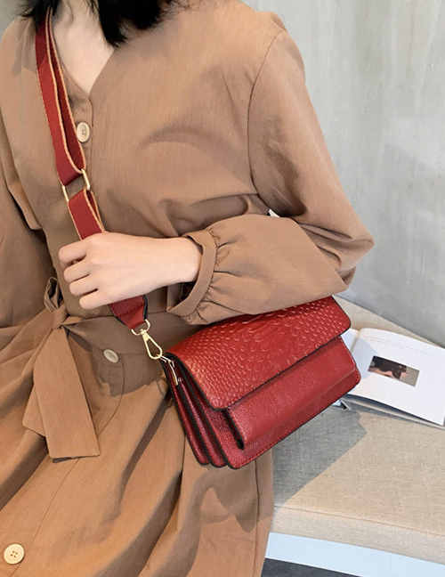Fashion Red Wide Simple Hand Shoulder Crossbody Bag