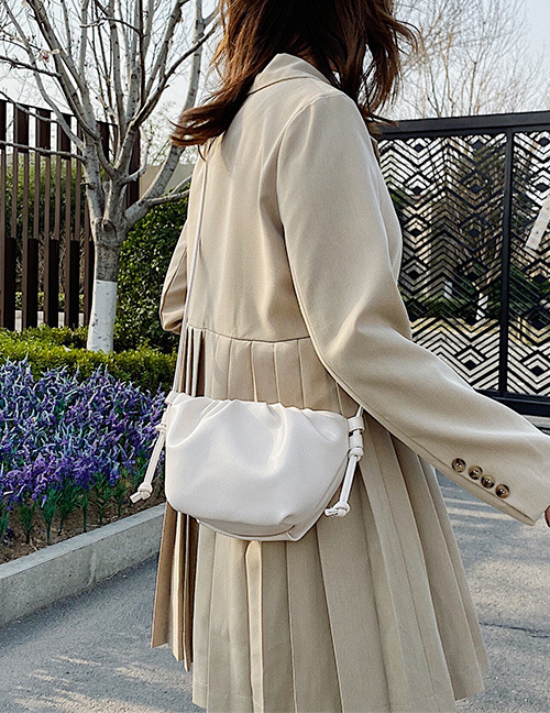 Fashion White Pleated Knotted Shoulder Strap Shoulder Bag