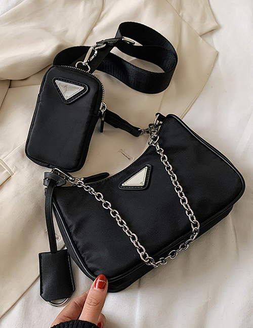 Fashion Black Nylon Chain Cross Body Shoulder Bag