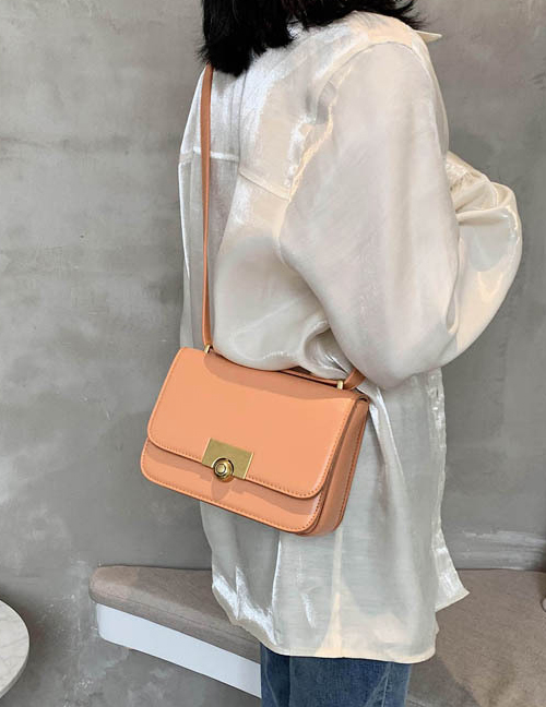 Fashion Orange Locked Contrast Shoulder Crossbody Bag