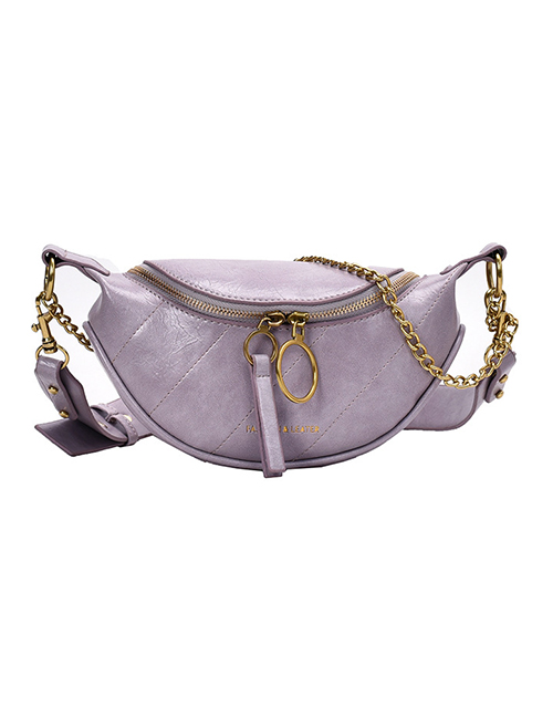Fashion Purple Rhombus Embroidered Double-shoulder Shoulder Bag