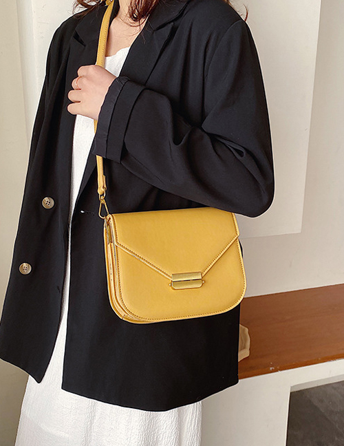Fashion Yellow Flap Square Buckle Shoulder Crossbody Bag