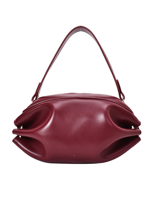 Fashion Red Wine Pleated Chain Shoulder Bag Crossbody Bag