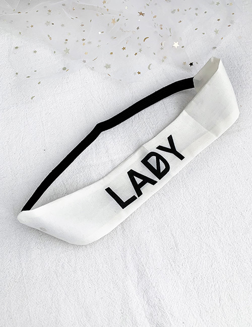 Fashion White Cloth Elastic Band Letter Headband